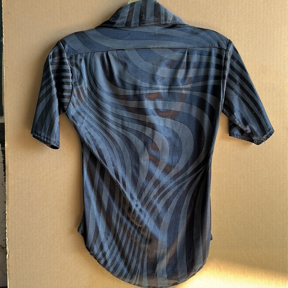 Original 80s 90s Patricial Field NYC snap front zebra striped shirt S - Picture 5 of 7